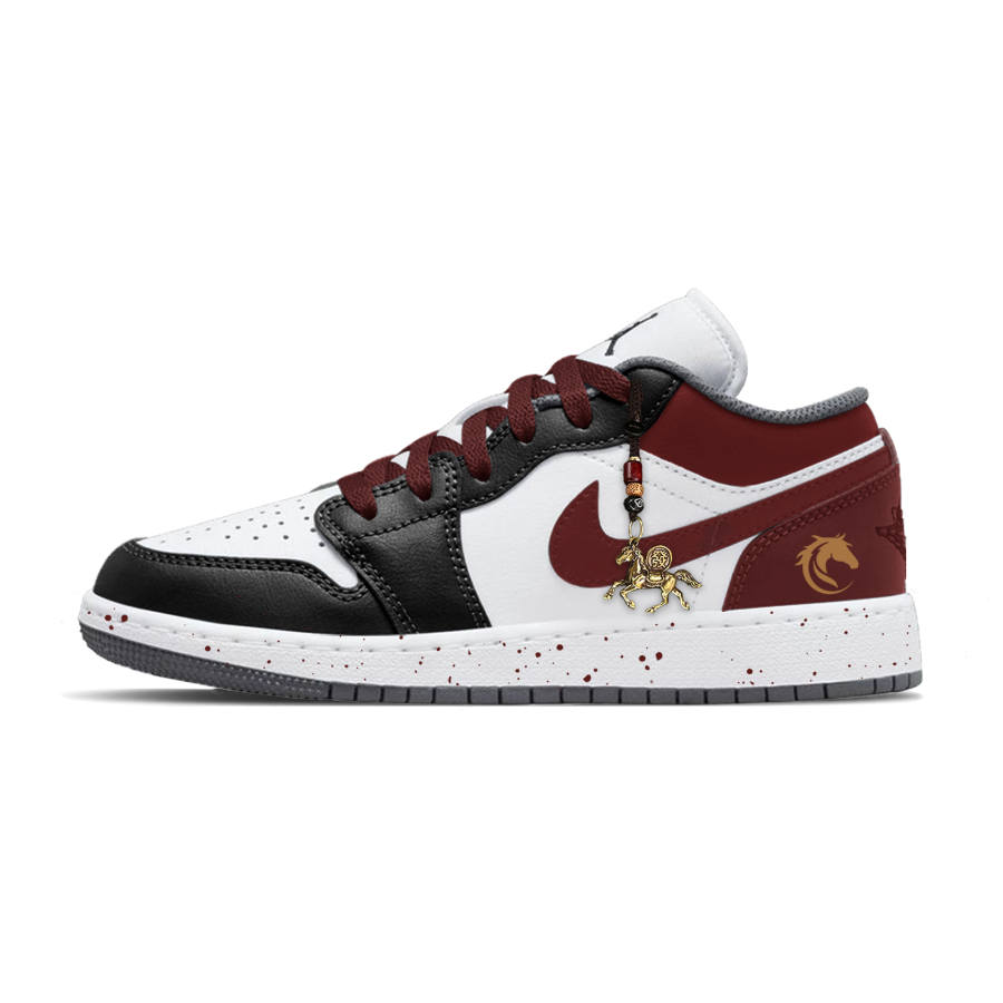 Jordan Jordan Air Jordan 1 Lemon Joy Abrasion Resistant Low top Children's Basketball Shoes Black Red Unisex