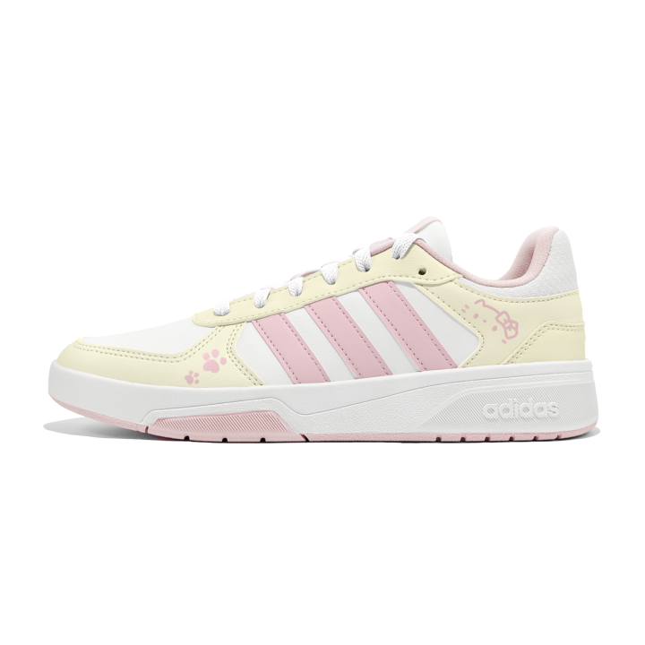 Adidas Adidas COURTBEAT Kitty Custard Leather Cushioning Abrasion Resistant Lightweight Low top Skateboard Shoes Unisex Pink