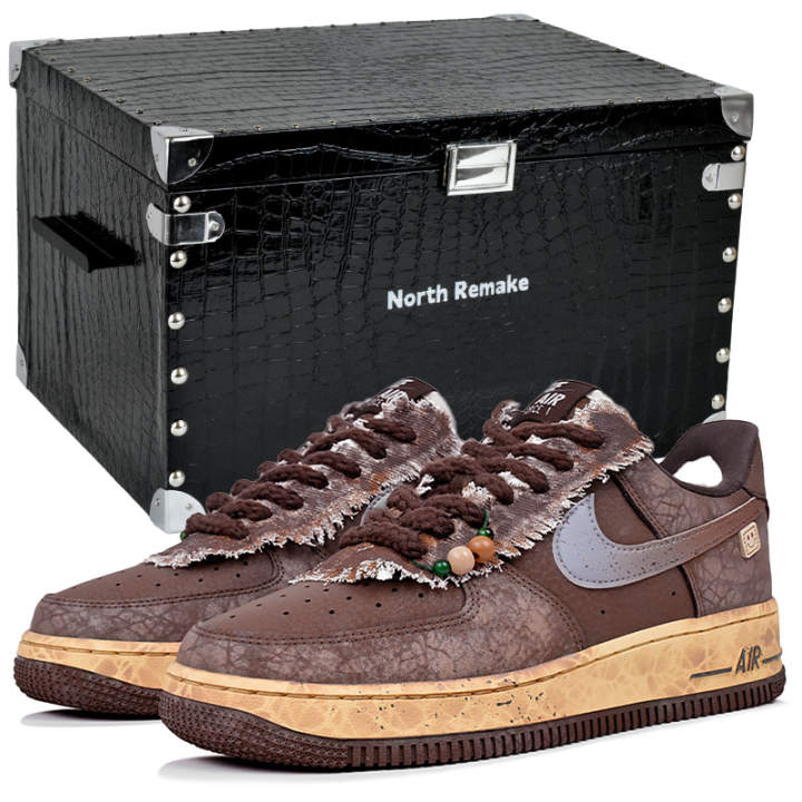 Nike Nike Air Force 1 Slip Resistant Abrasion Resistant Low top Skateboard Shoes Unisex Brown Red