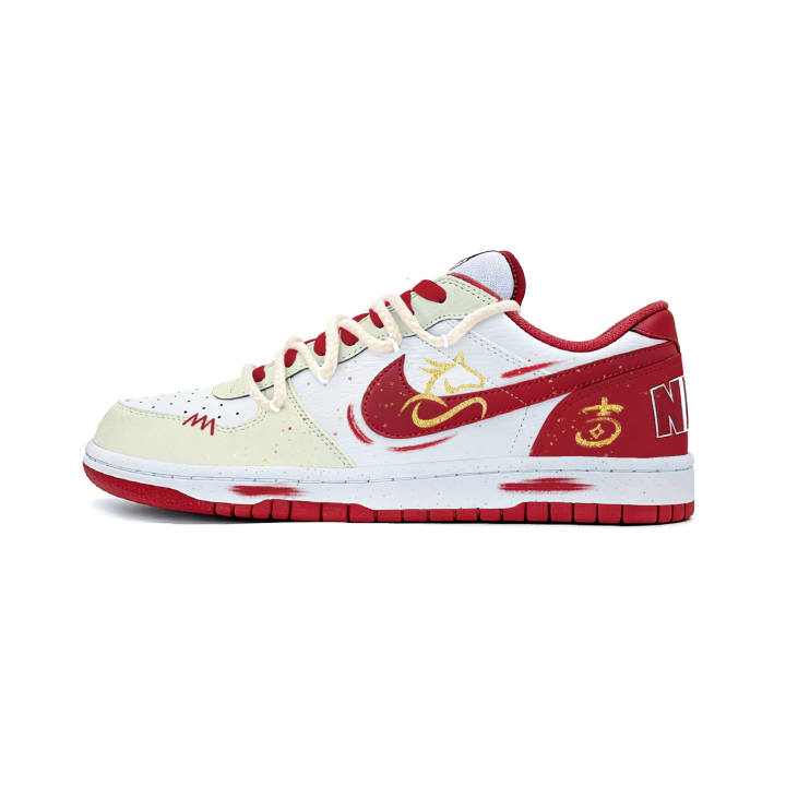 Nike Nike Big Cushioning Abrasion Resistant Slip Resistant Low top Skateboard Shoes Men's Red White