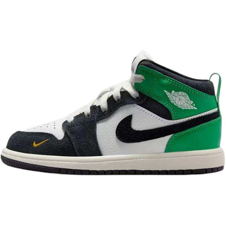 Jordan Jordan Air Jordan 1 Mid top Children's Basketball Shoes Black White Green Kids'