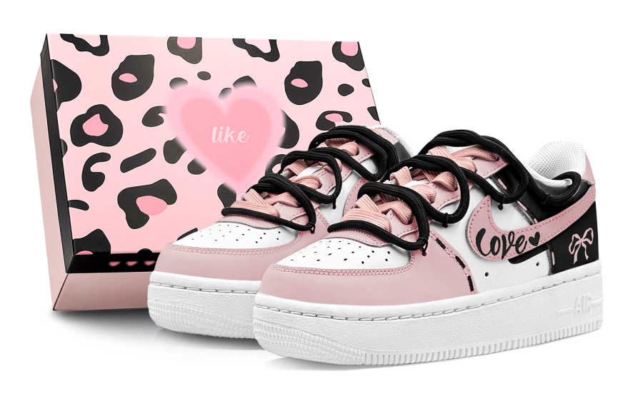 Nike Nike Air Force 1 Air Force 1 Abrasion Resistant Slip Resistant Low top Skateboard Shoes Women's Black Pink