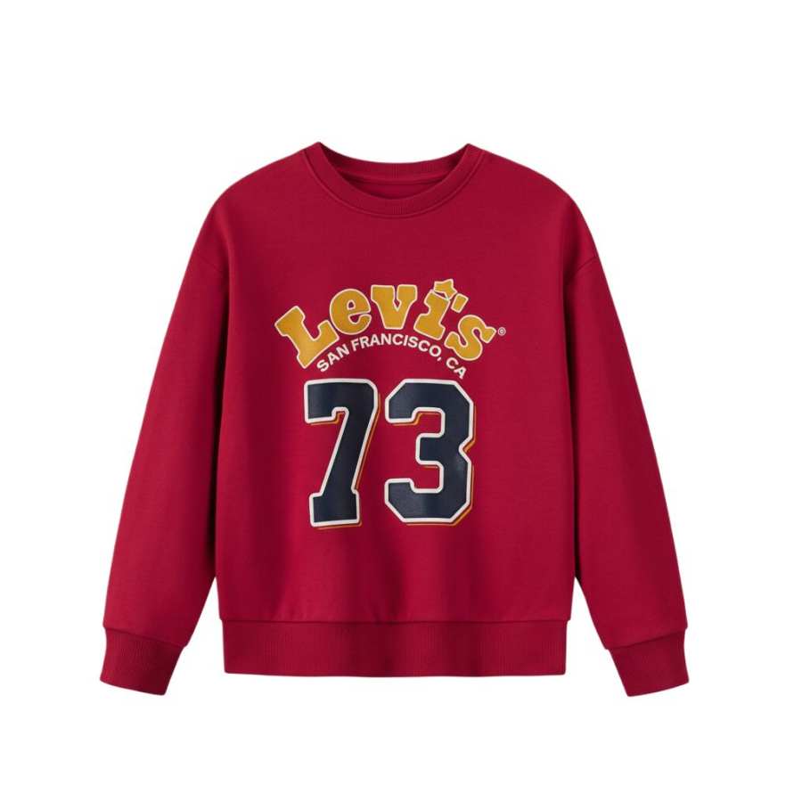 Levis Sweatshirt Casual Style Fleece Lined Pullover Print Crew Neck Thermal Kids'