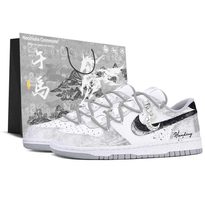 Nike Nike Big Slip Resistant, Abrasion Resistant, Height Increasing Low top Skateboard Shoes Unisex Silver Gray