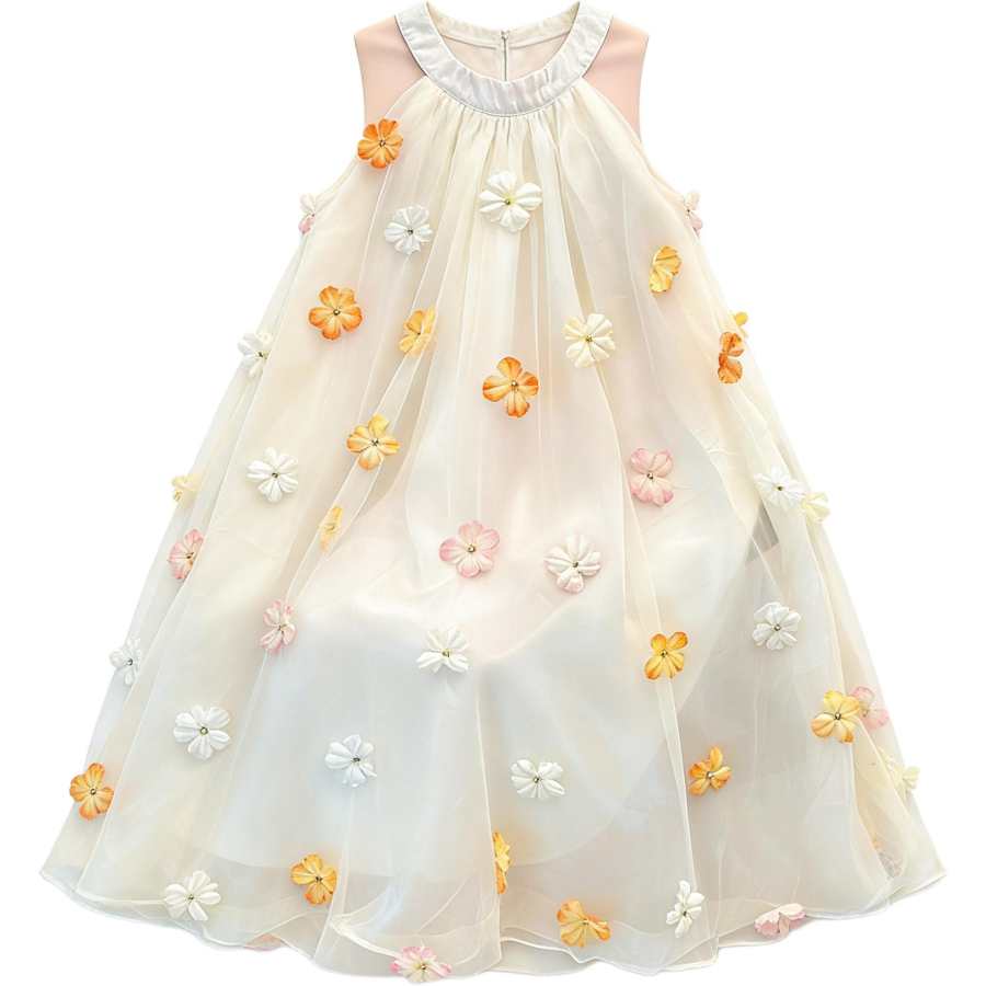 YALU Kids Dresses Crew Neck Thin Long