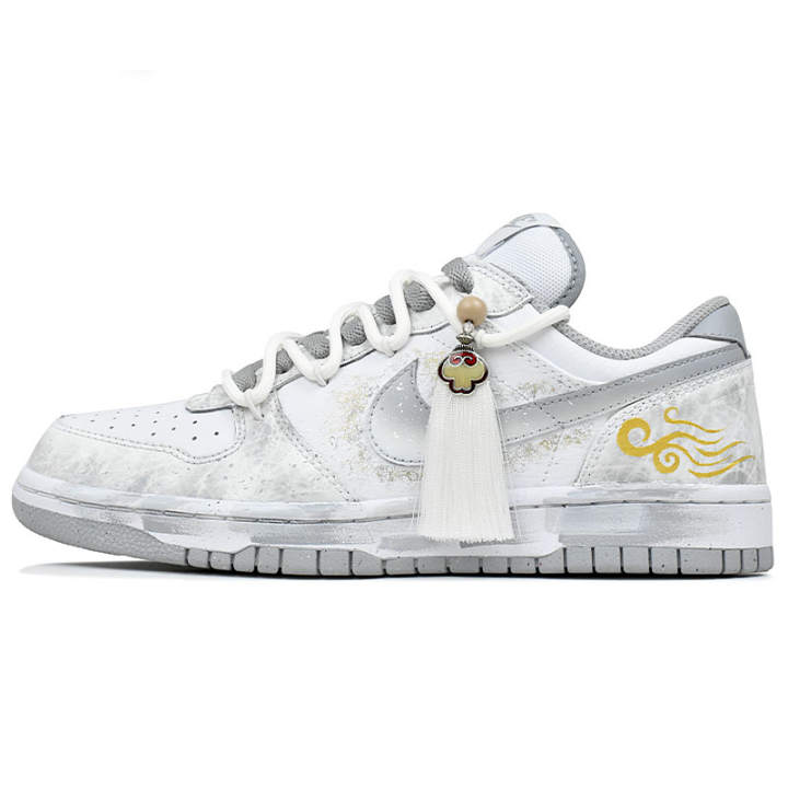 Nike Nike Big Abrasion Resistant Slip Resistant Low top Skateboard Shoes Men's Gray White