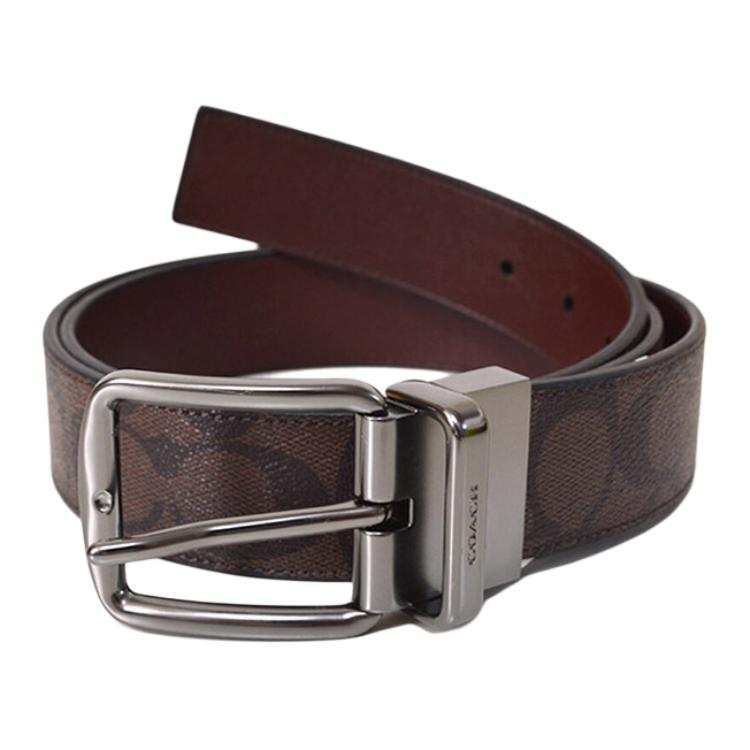 COACH COACH PVC Polyvinyl Chloride Leather Belts Men's Dark Brown Width 3.8cm