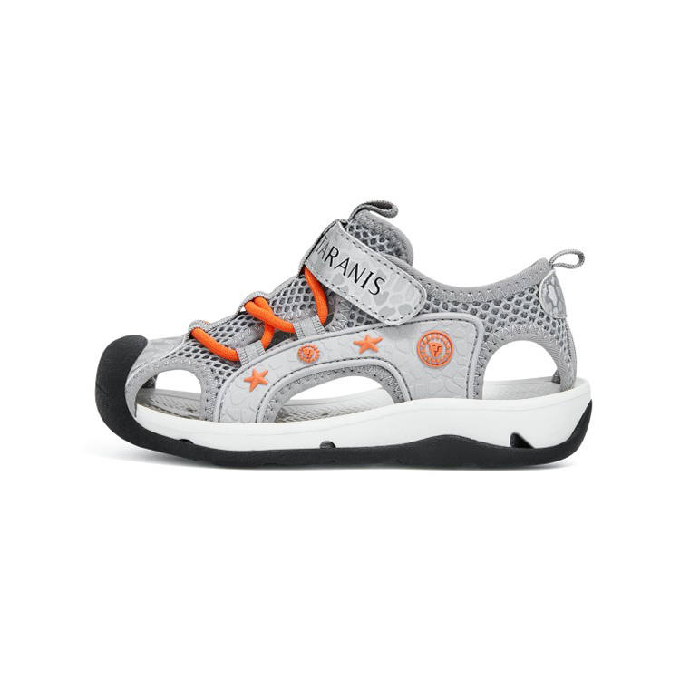 TARANIS Cut Out Unlined Mesh Breathable Athletic Shoes Support Abrasion Resistant Low top Sandal Gray Kids'