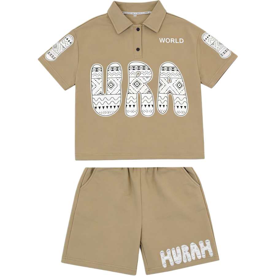 YALU Kids Casual Sportswear Polo Collar Moderate Short