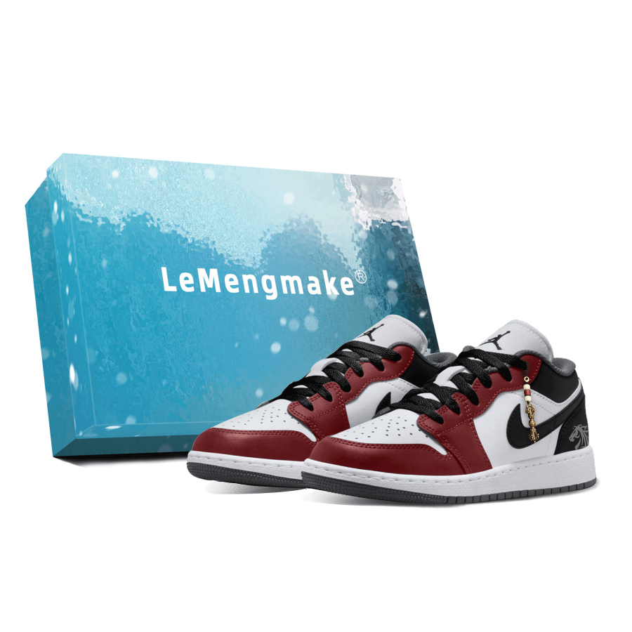 Jordan Jordan Air Jordan 1 Lemon Joy Abrasion Resistant Low top Children's Basketball Shoes Black Red Unisex