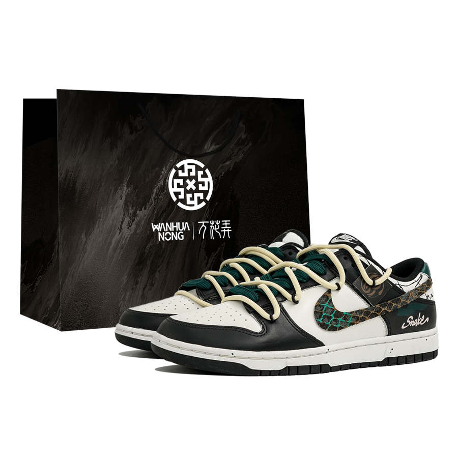 Nike Nike Dunk Kaleidoscope, Green Scale, Shopping Bag Abrasion Resistant Low top Skateboard Shoes Unisex Black White