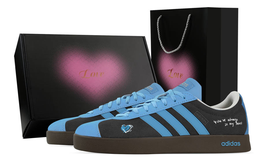 Adidas Adidas VL COURT 2.0 Heart Blue Whisper, Heart Box Low top German Army Trainers Unisex Dark Gray Blue