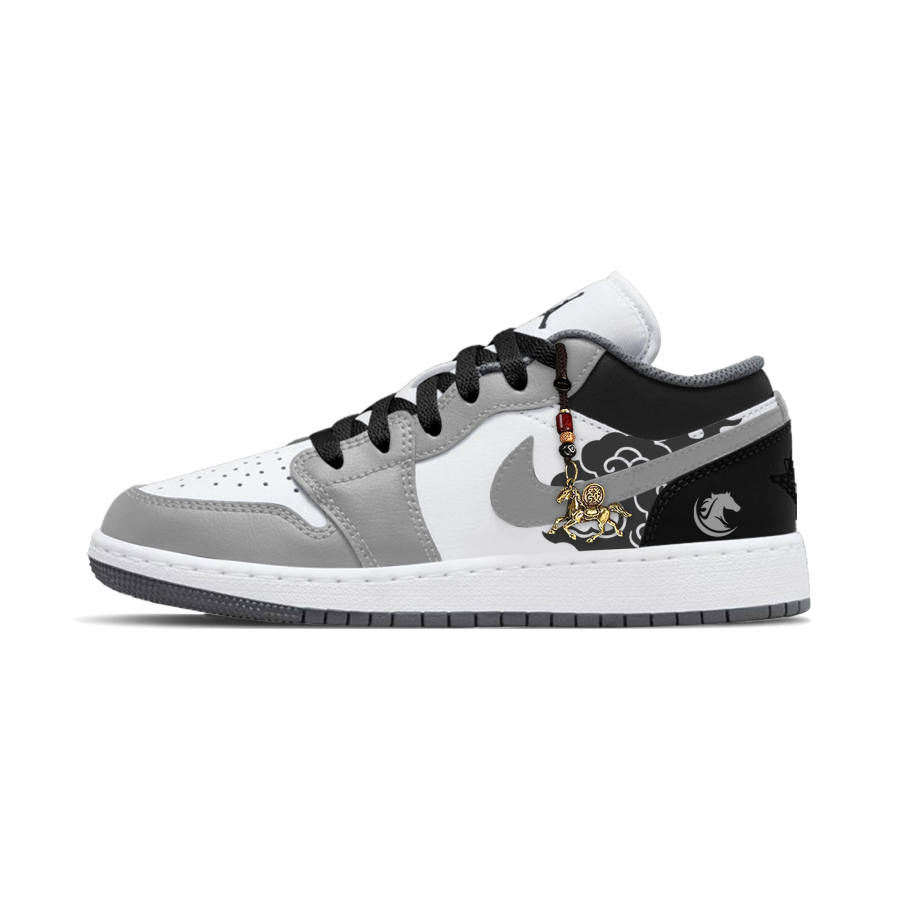 Jordan Jordan Air Jordan 1 Swift Shadow In The Clouds Slip Resistant Abrasion Resistant Low top Children's Basketball Shoes