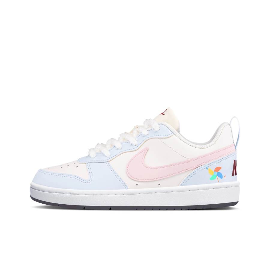 Nike Nike Court Borough 2 Pinwheels Promise Abrasion Resistant Slip Resistant Low top Skateboard Shoes Unisex Blue Pink