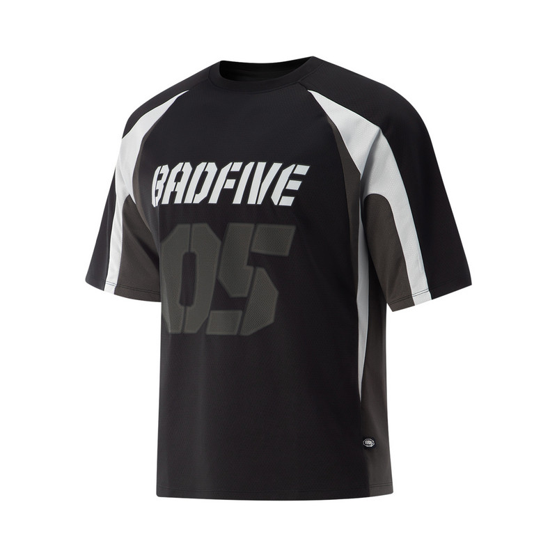 Li-Ning Li Ning T Shirts Men's Black/Mist Gray/Obsidian Gray Crew Neck Moderate Straight Fit