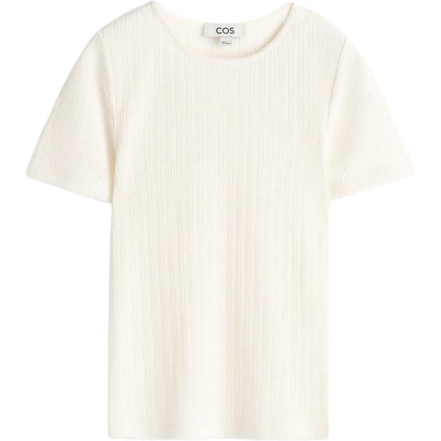 COS T Shirts Women's Ivory Crew Neck