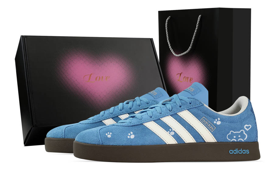 Adidas Custom Adidas VL COURT 2.0 Sky Bear, Heart Box Low top German Army Trainers Unisex Blue