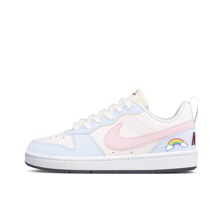 Nike Nike Court Borough 2 Rainbow Cloud Abrasion Resistant Slip Resistant Low top Skateboard Shoes Unisex Blue Pink