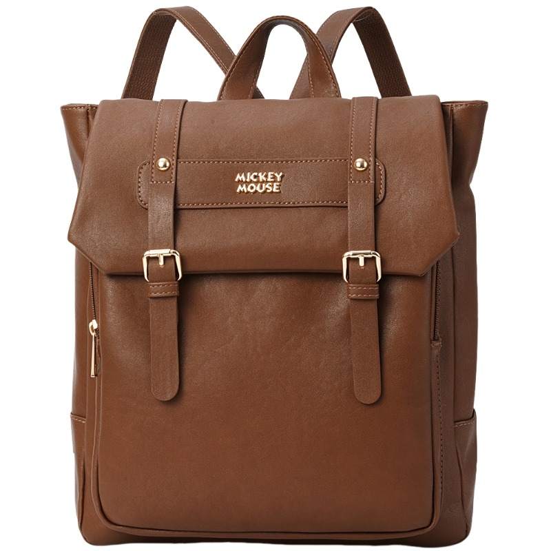 Disney Mickey Mouse Synthetic Leather Backpack Regular Women's Brown