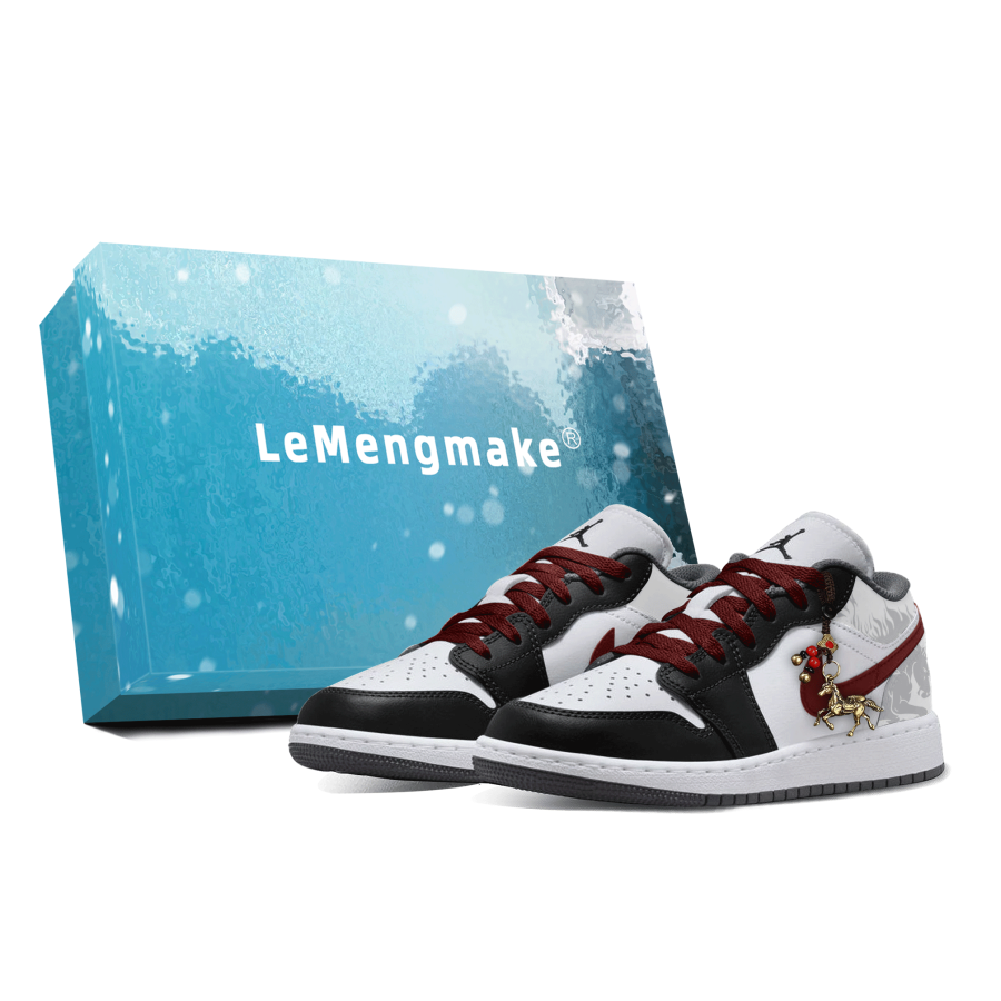 Jordan Jordan Air Jordan 1 Crimson Horse Racing Shadow Slip Resistant Abrasion Resistant Low top Children's Basketball Shoes