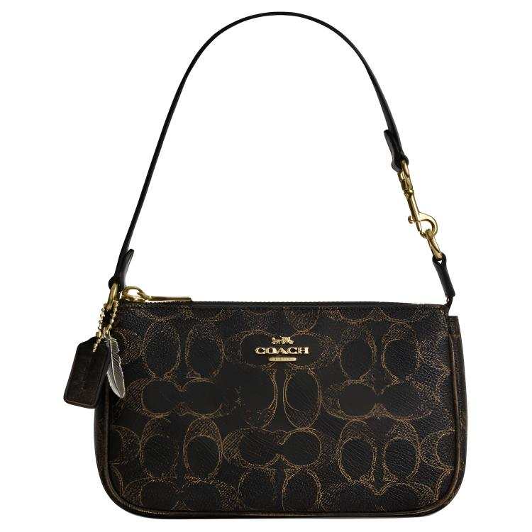 COACH Nolita Artificial Leather One Shoulder Handbag Small Women's Black & Brown