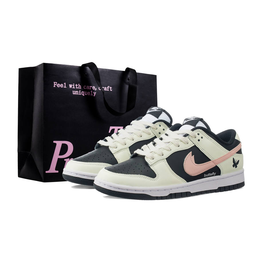 Nike Nike Dunk Zhang Sheng Dream Butterfly Slip Resistant Abrasion Resistant Low top Skateboard Shoes Women's Beige Black