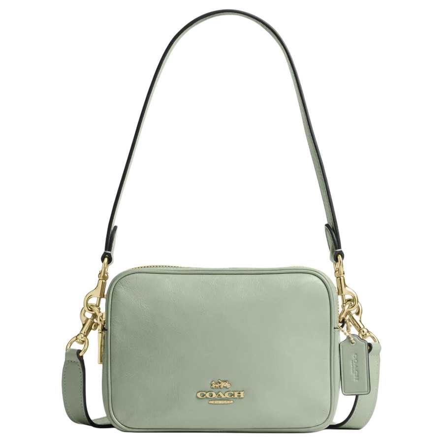 COACH Leather Crossbody Bags Small Women's Light Pistachio Green