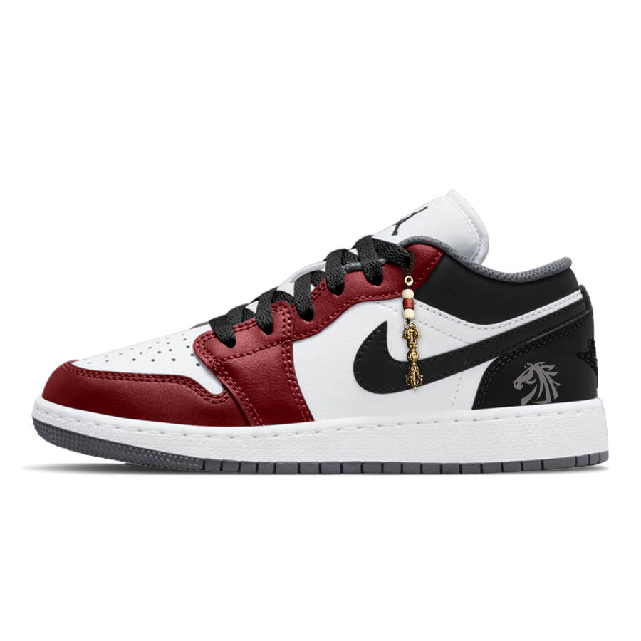 Jordan Jordan Air Jordan 1 Lemon Joy Abrasion Resistant Low top Children's Basketball Shoes Black Red Unisex