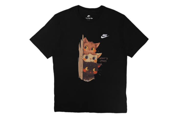 Nike Nike Sportswear T Shirts Men's Black Crew Neck Moderate Straight Fit