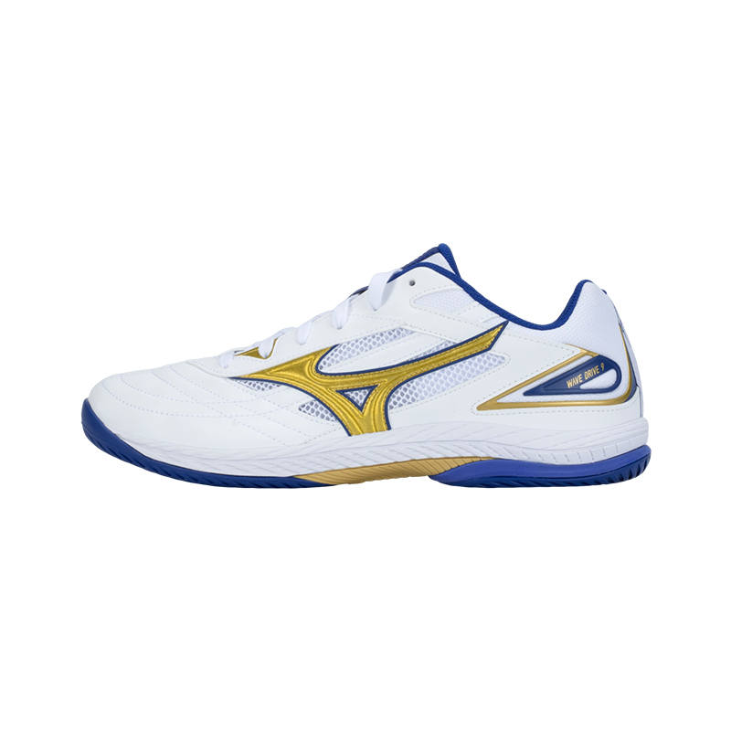Mizuno WAVE DRIVE 9 Cushioning Abrasion Resistant Breathable Low top Table Tennis Shoes Unisex Luxury Gold Blue