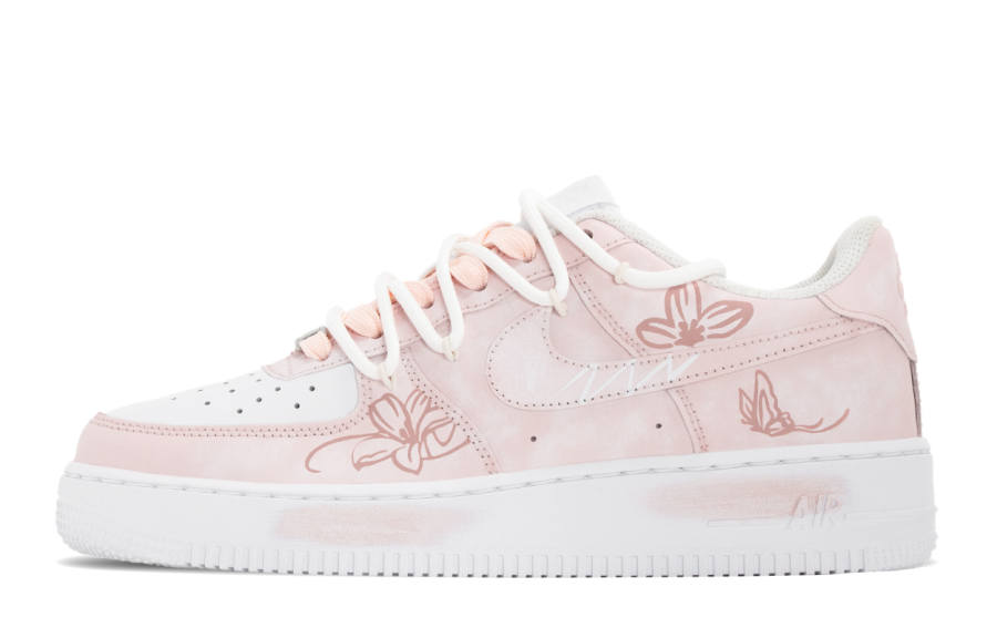 Nike Nike Air Force 1 Sunshine, Soft Cushioning Slip Resistant Low top Kids' Skateboarding Shoes Pink White Teenagers