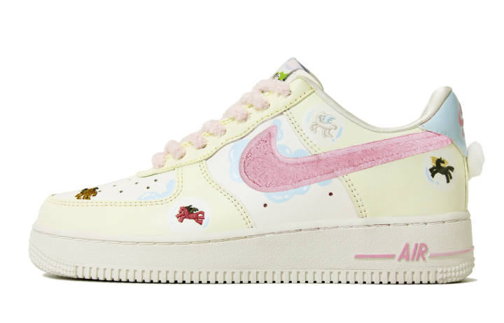Nike Nike Air Force 1 Walking Planet, Pegasus Bubble Breathable Low top Skateboard Shoes Women's White Pink Blue