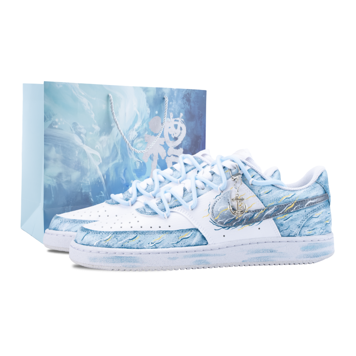 Nike Nike Court Vision Cloud Tidal Dream Abrasion Resistant Slip Resistant Low top Skateboard Shoes Unisex White Blue