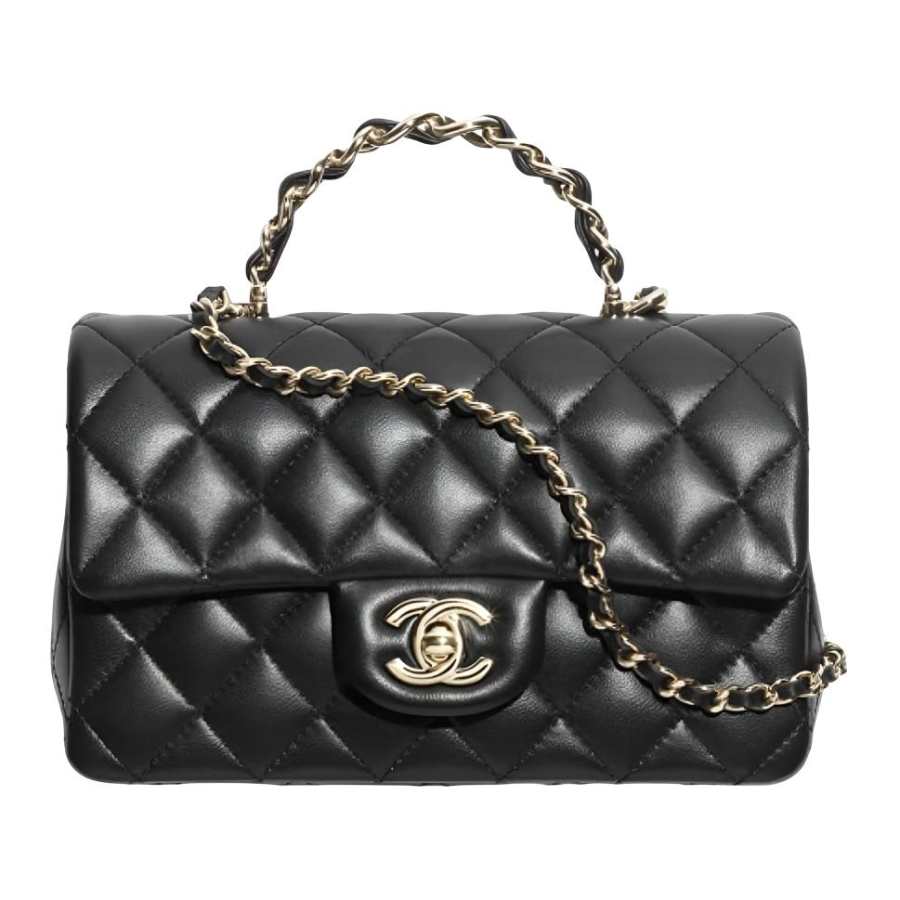 CHANEL 26P Lambskin & Gold Metal Crossbody Handbag Mini Women's Black