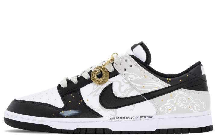 Nike Nike Dunk CNY Dragon And Snake Shadow Abrasion Resistant Slip Resistant Low top Skateboard Shoes Men's Gray Black