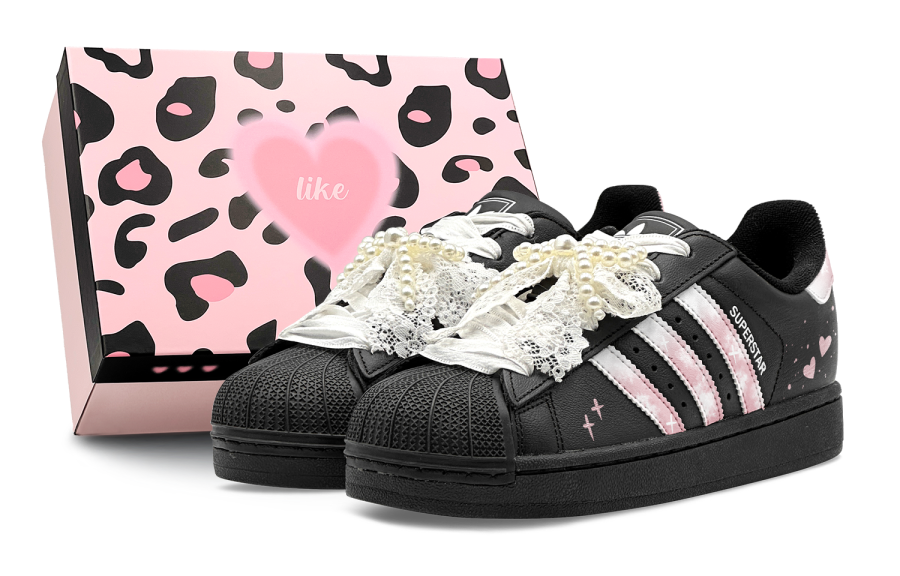 Adidas Originals Superstar 2 Couple's, Lace Wish, Soft Romantic, Accessories Detachable, Minimalist Style Versatile GS
