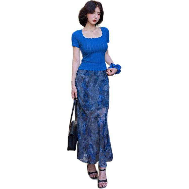 JBBCN Two Piece Skirt Sets Women's Square Collar Moderate Long