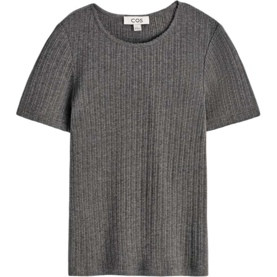 COS T Shirts Women's Charcoal Black Crew Neck