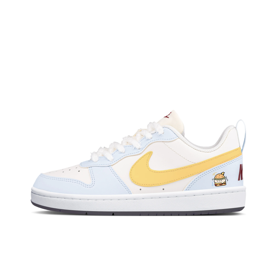 Nike Nike Court Borough 2 Cheese Burger Abrasion Resistant Slip Resistant Low top Skateboard Shoes Unisex Yellow Beige Blue