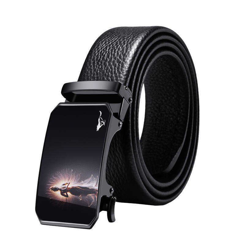 SEPTWOLVES Alloy Cow Leather Automatic Buckle Belt Men's 3.5cm