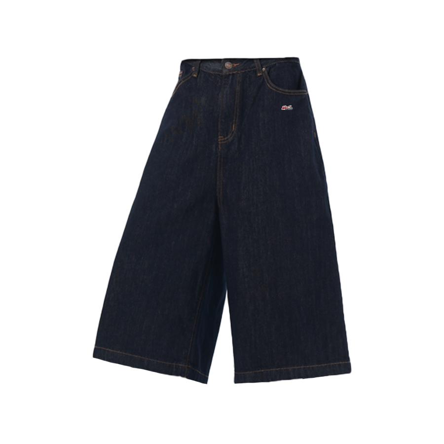 WARRIOR WARRIOR Denim Shorts Unisex Dark Blue DIY Badge Moderate