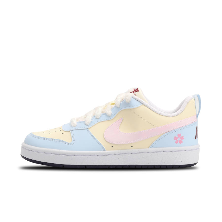 Nike Nike Court Borough Milk Puff Sakura Abrasion Resistant Slip Resistant Low top Skateboard Shoes Unisex Blue Pink