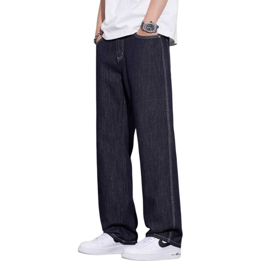 Tonlion Jeans Unisex Dark Blue Moderate Straight Fit Pants