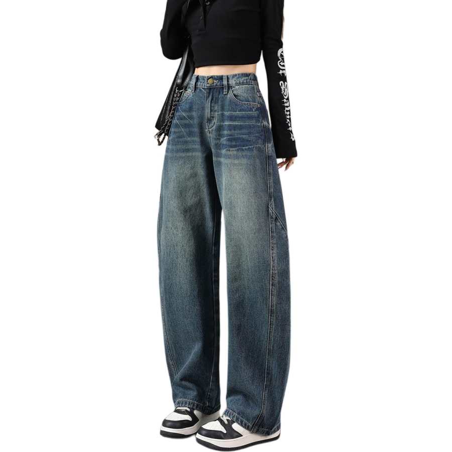 Tonlion Jeans Women's Vintage Blue Moderate Wide Leg Pants