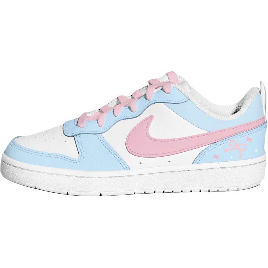Nike Nike Court Borough Leather Abrasion Resistant Breathable Low top Kids' Skateboarding Shoes Blue Teenagers