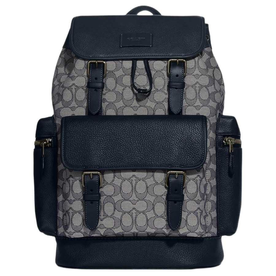 COACH COACH Sprint Textile, Cow Leather Backpack Large Men's Gray & Black
