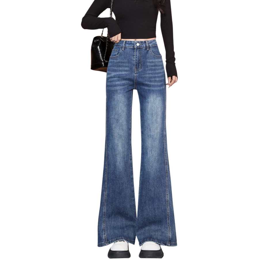 Tonlion Jeans Women's Blue Tone Moderate Flared Pants