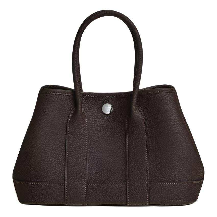 HERMES Neo Garden H Viking Canvas With Negonda Calfskin Handbag Mini Women's T3 Bai Braun Date Brown
