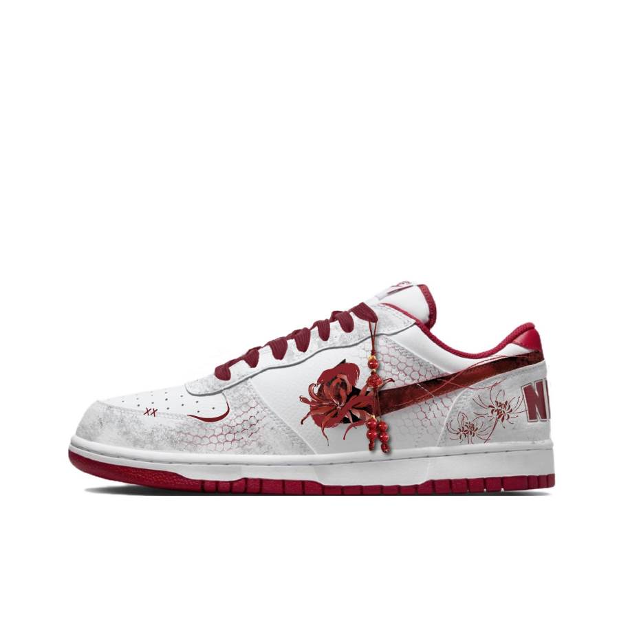 Nike Nike Big River Soaked Moon, Fiery Serpent Abrasion Resistant Slip Resistant Low top Skateboard Shoes Unisex White Red
