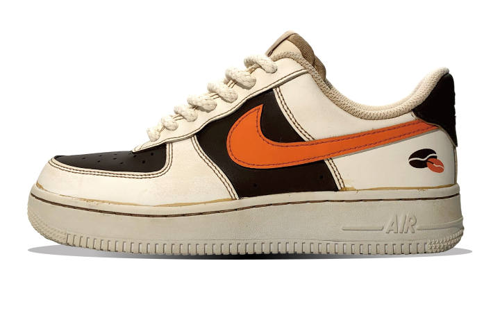 Nike Nike Air Force 1 Orange Cold Brew, Wild Culture Slip Resistant Low top Skateboard Shoes Unisex Light Coffee